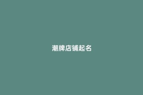 潮牌店铺起名