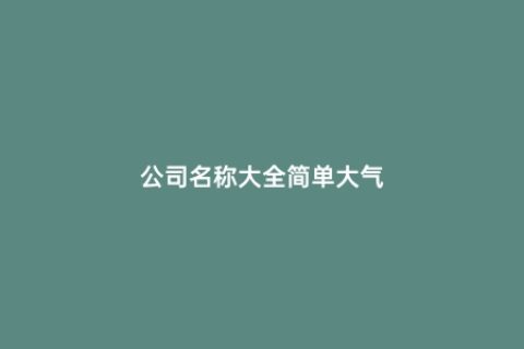 公司名称大全简单大气