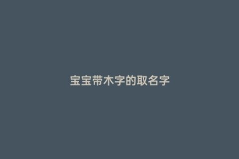 宝宝带木字的取名字